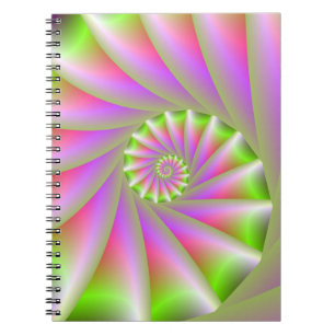 Cuaderno Bloc de notas en espiral rosa y verde