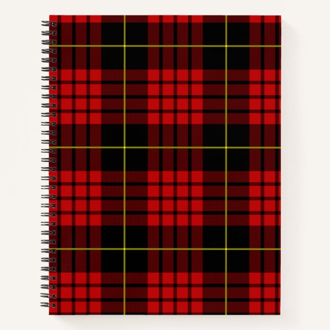 Cuaderno Bloc de notas en espiral tartán rojo (Anverso)