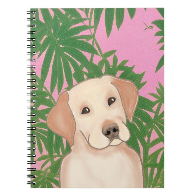 Cuaderno Bloc de notas en espiral tropical rosa con laborat (Frente)