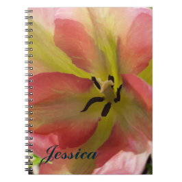 Cuaderno Bloc de notas en espiral tulipán rosa y amarillo