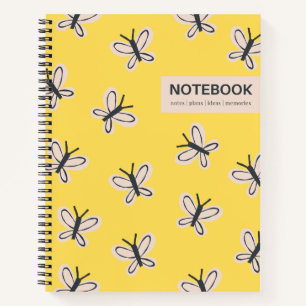 Cuaderno bloc de notas enlazado en espiral de mariposas ama