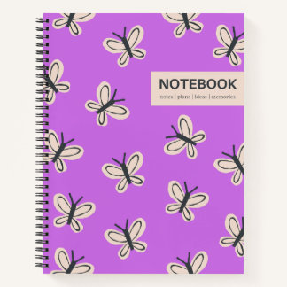 Cuaderno bloc de notas enlazado en espiral de mariposas mag