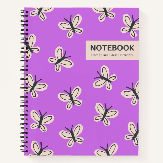 Cuaderno bloc de notas enlazado en espiral de mariposas mag (Anverso)
