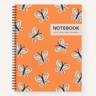 Cuaderno bloc de notas enlazado en espiral de mariposas nar
