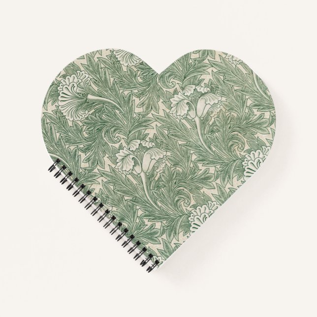 Cuaderno Bloc de notas espiral de Green Tulips William Morr (Anverso)