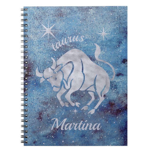 Cuaderno Bloc de notas espiral de Rótulo zodiaco de Taurus (Frente)