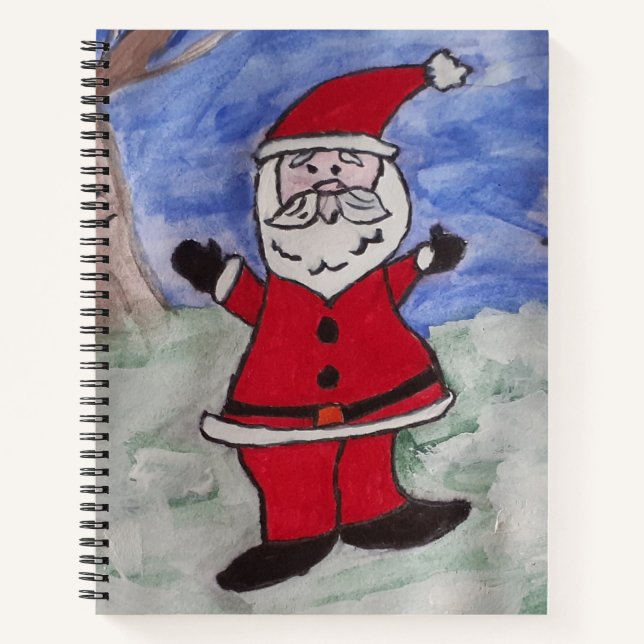 Cuaderno Bloc de notas espiral de Santa y Snowman (Anverso)