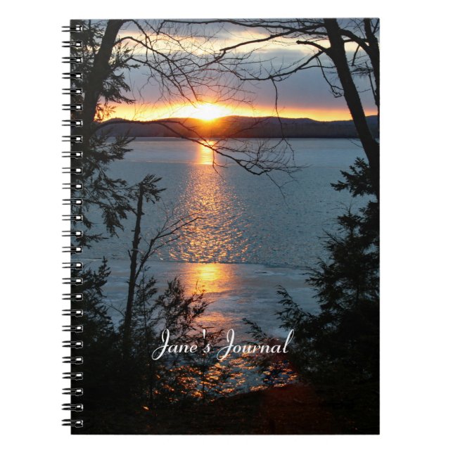 Cuaderno Bloc de notas espiral de Sunset Over Forest Lake (Frente)
