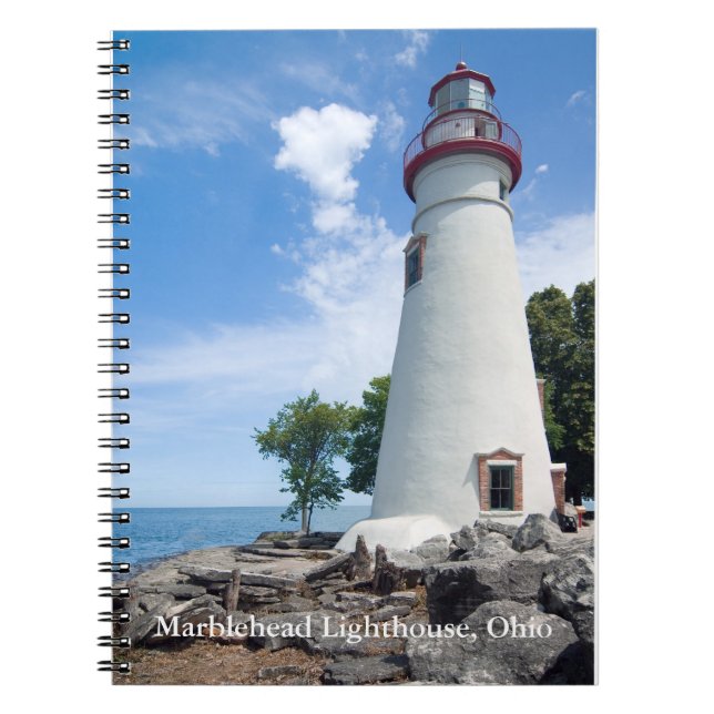 Cuaderno Bloc de notas espiral del faro de Marblehead (Frente)