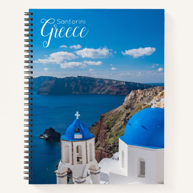 Cuaderno Bloc de notas Espiral Escenaria de Santorini Greci (Anverso)