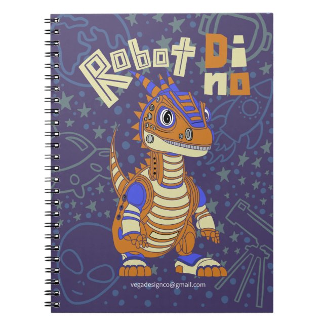 Cuaderno Bloc de notas espiral Robot Dino (Frente)