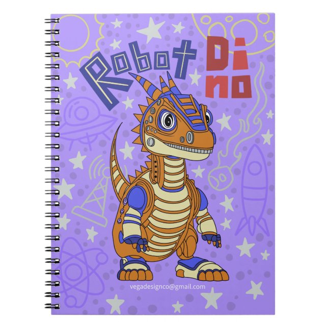 Cuaderno Bloc de notas espiral Robot Dino (Frente)