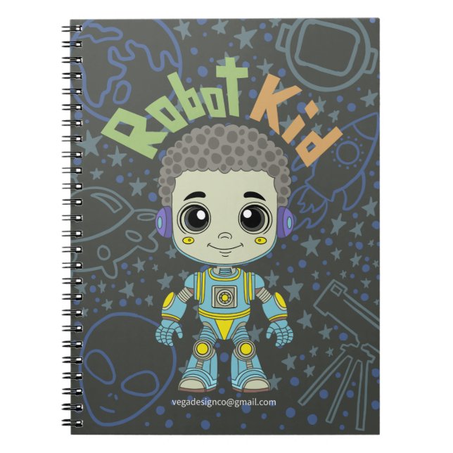 Cuaderno Bloc de notas espiral Robot kid (Frente)
