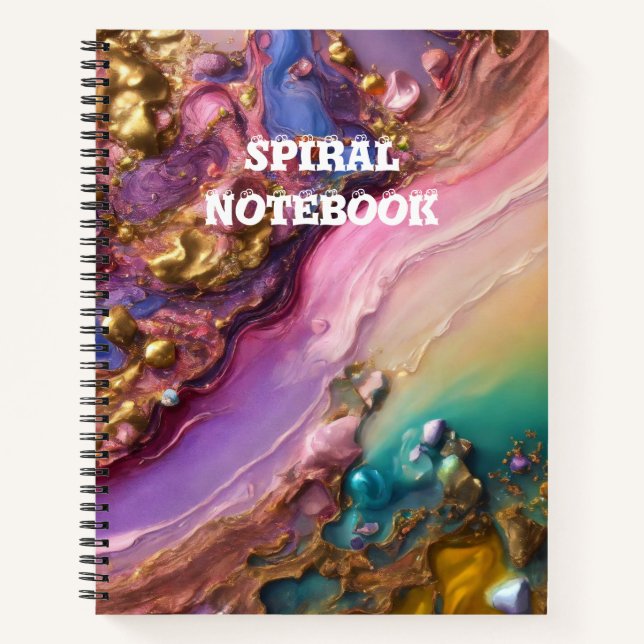 Cuaderno Bloc de notas espirales con resumen de oro fluido  (Anverso)