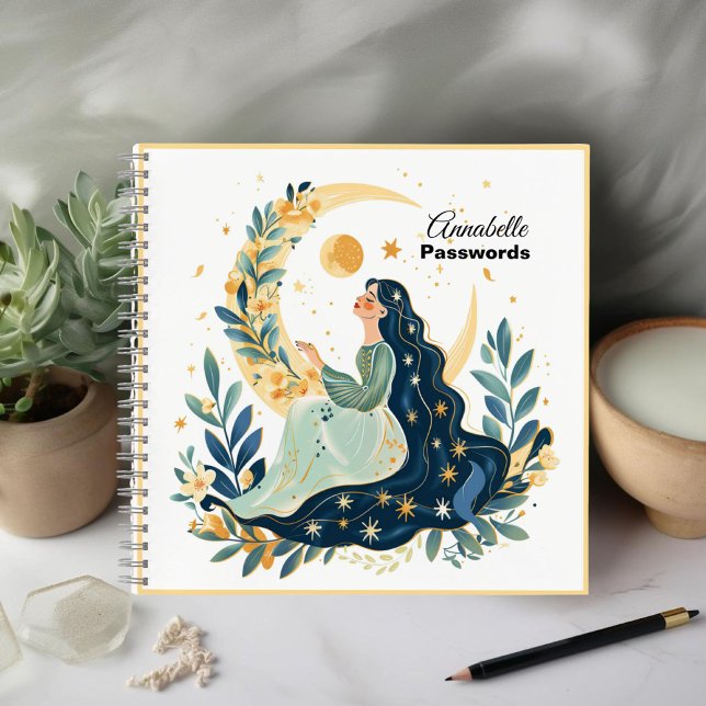 Cuaderno Bloc de notas espirales de Boho Moon Maiden (Subido por el creador)