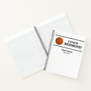 Cuaderno Bloc de notas espirales de entrenador de baloncest