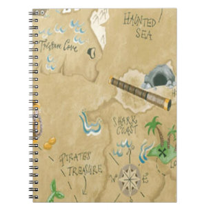 Cuaderno Bloc de notas espirales del mapa del tesoro