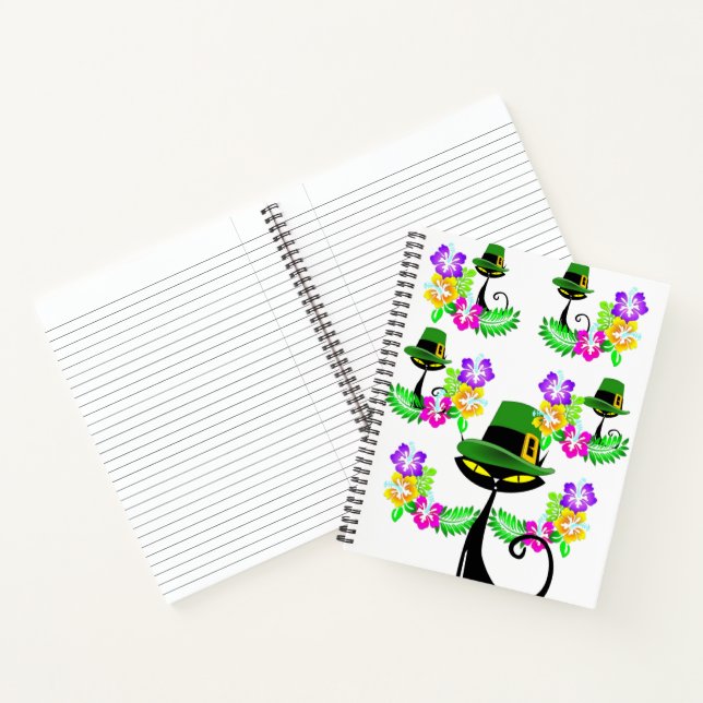 Cuaderno Bloc de notas espirales St. Patrick's Day Cat Flor (Interior)