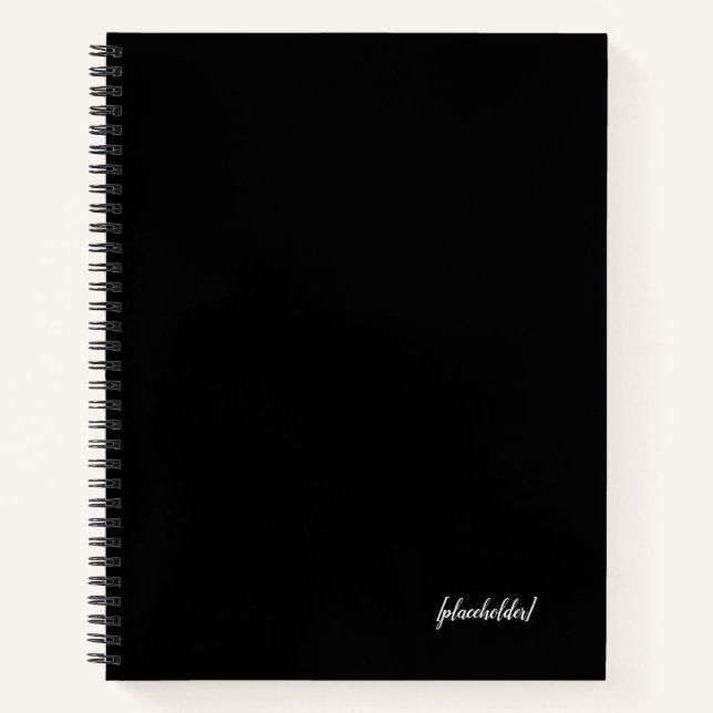 Cuaderno Bloc de notas estético en espiral negra con nombre (Anverso)