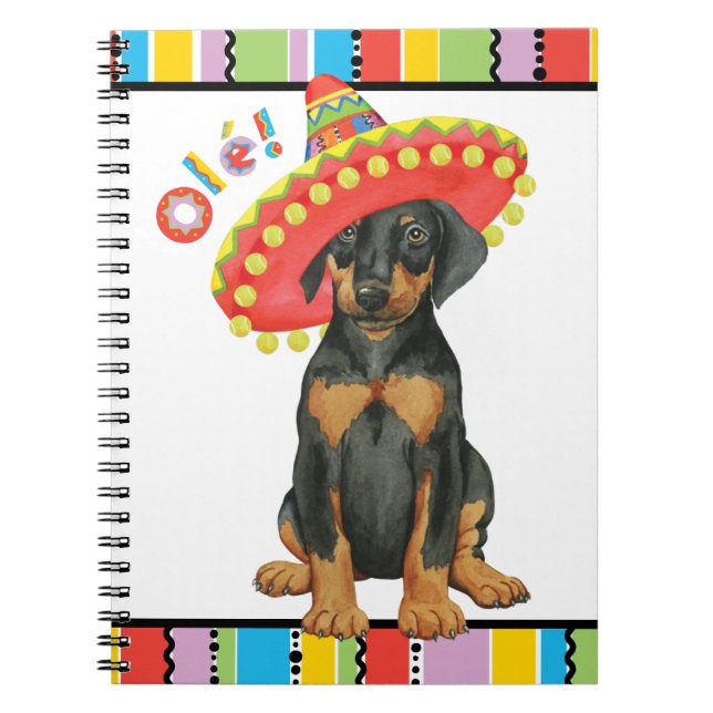 Cuaderno Bloc de notas Fiesta Doberman Pinscher (Frente)