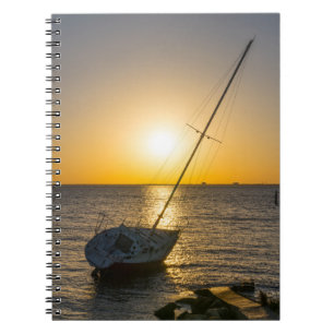 Cuaderno Bloc de notas FL Sunset Sailboat Shipwreck Gulf Br