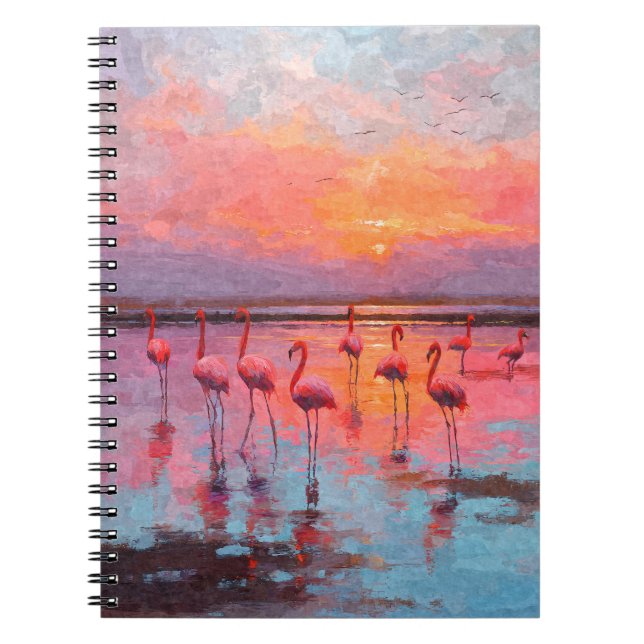 Cuaderno Bloc de notas Flamingo Sunset Reflections (Frente)