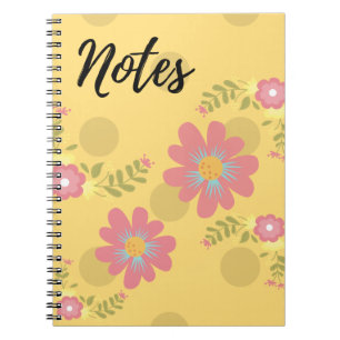 Cuaderno Bloc de notas floral amarillo