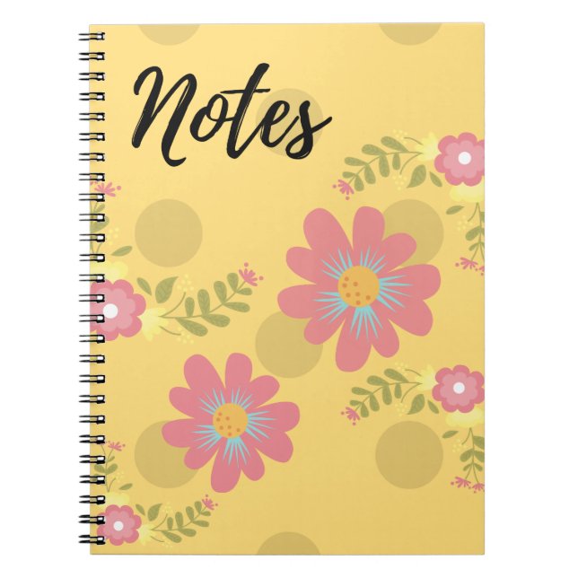 Cuaderno Bloc de notas floral amarillo (Frente)