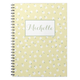 Cuaderno bloc de notas floral amarillo personalizado