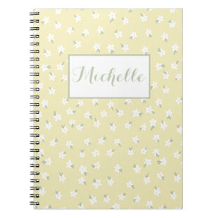 Cuaderno bloc de notas floral amarillo personalizado
