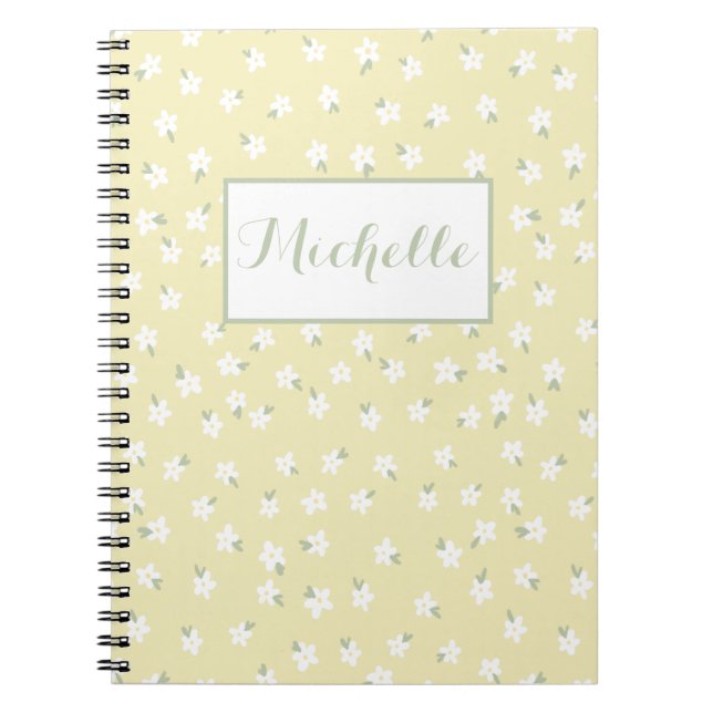 Cuaderno bloc de notas floral amarillo personalizado (Frente)