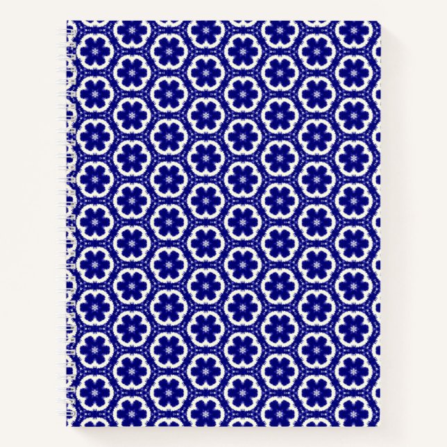 Cuaderno Bloc de notas floral azul oscuro (Anverso)