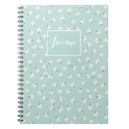 Cuaderno bloc de notas floral azul personalizado