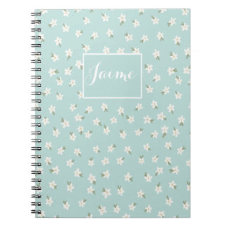 Cuaderno bloc de notas floral azul personalizado