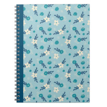 Bloc de notas floral azul y Verde azulado