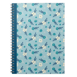Cuaderno Bloc de notas floral azul y Verde azulado