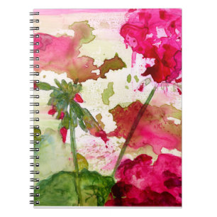 Cuaderno bloc de notas floral de acuarela