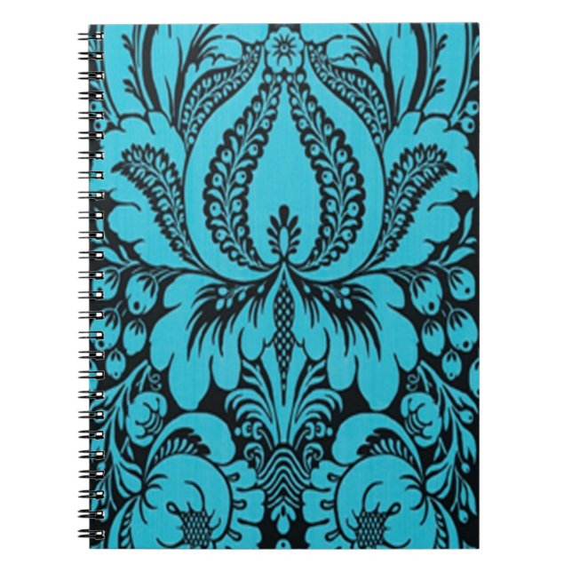 Cuaderno Bloc de notas floral de fantasía azul (Frente)
