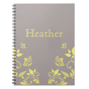 Cuaderno Bloc de notas floral de mariposa amarilla