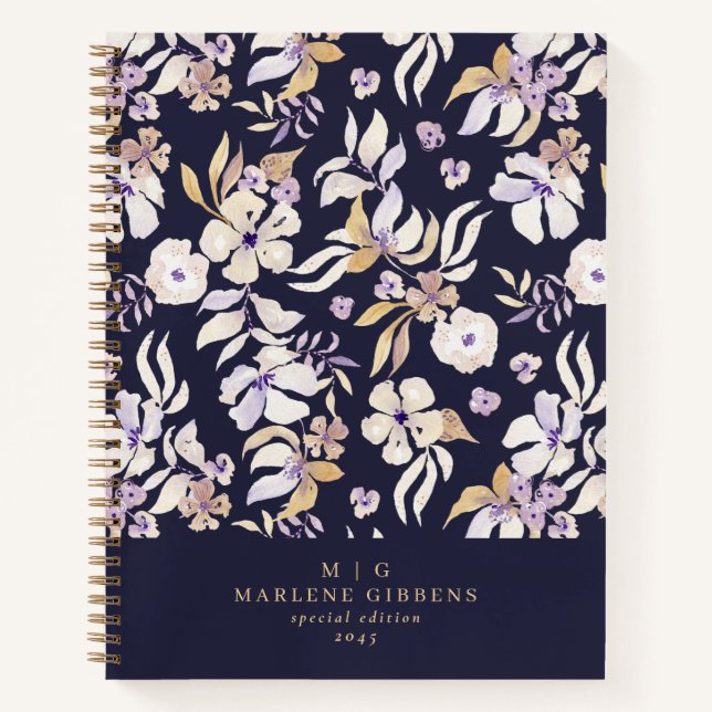 Cuaderno Bloc de notas floral de oro de Marina (Anverso)
