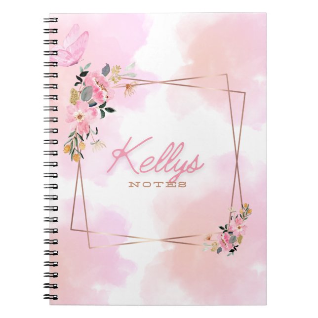 Cuaderno Bloc de notas floral personalizado (Frente)