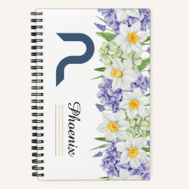 Cuaderno Bloc de notas floral personalizado con P inicial