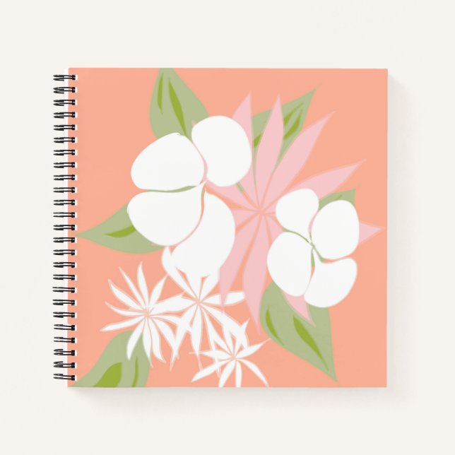 Cuaderno bloc de notas floral rosa (Anverso)