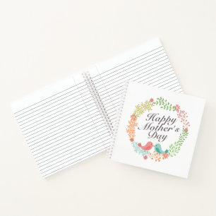 Cuaderno Bloc de notas floral simple feliz día de la madre