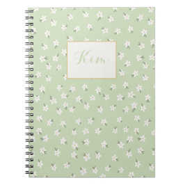 Cuaderno bloc de notas floral verde personalizado