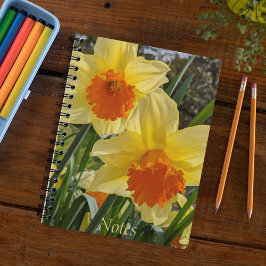 Cuaderno Bloc de notas florales amarillo y Naranja Daffodil