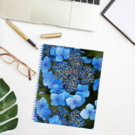 Cuaderno Bloc de notas florales Blue Lacecap Hydrangea