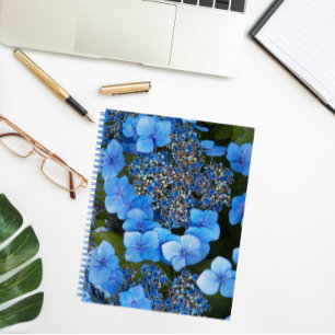 Cuaderno Bloc de notas florales Blue Lacecap Hydrangea