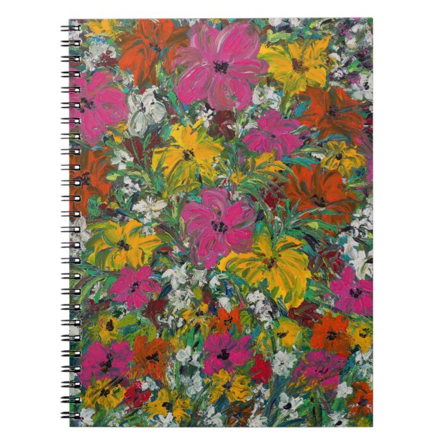 Cuaderno Bloc de notas florales coloridas de Lavanya (Frente)