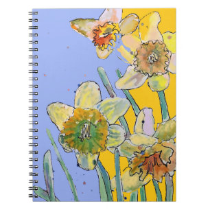 Cuaderno Bloc de notas florales de color de agua Daffodil